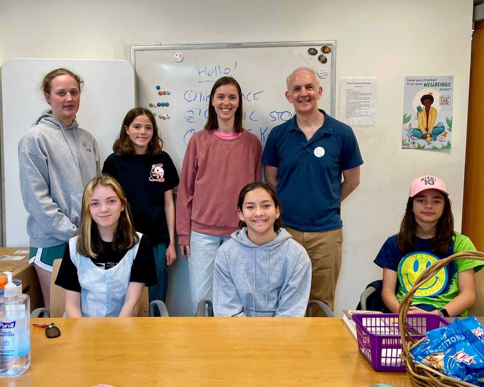 Patrick with the members of a young authors group at a public library. 